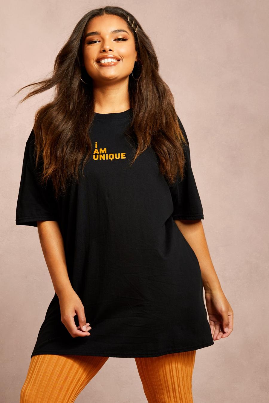 Recycled Oversized 'I Am Unique' Slogan T-Shirt image number 1