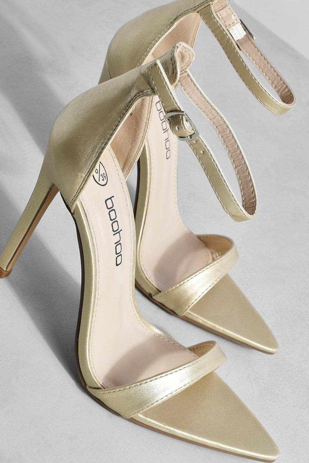 Gold pointed sale barely there heels