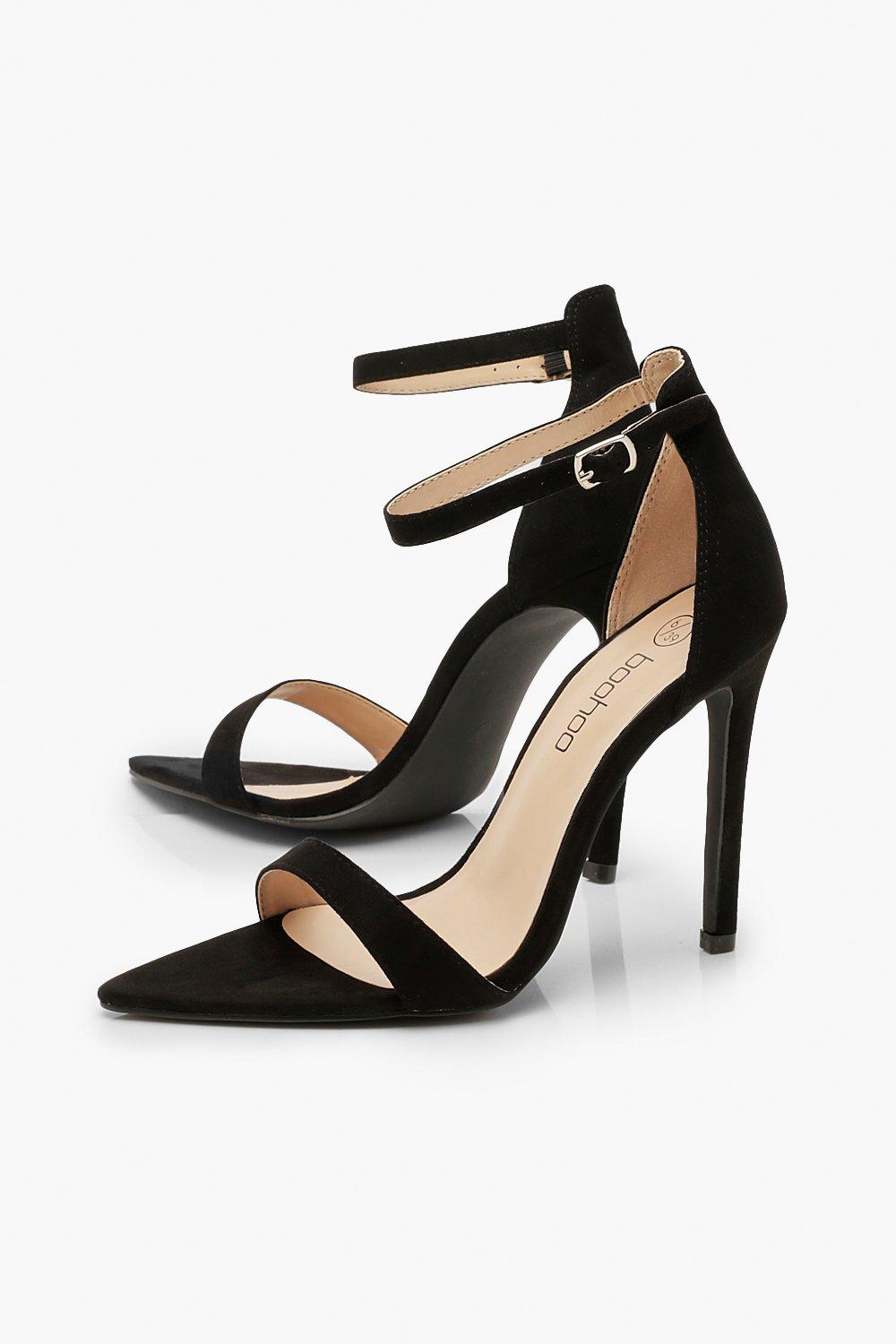 Black pointed shop barely there heels