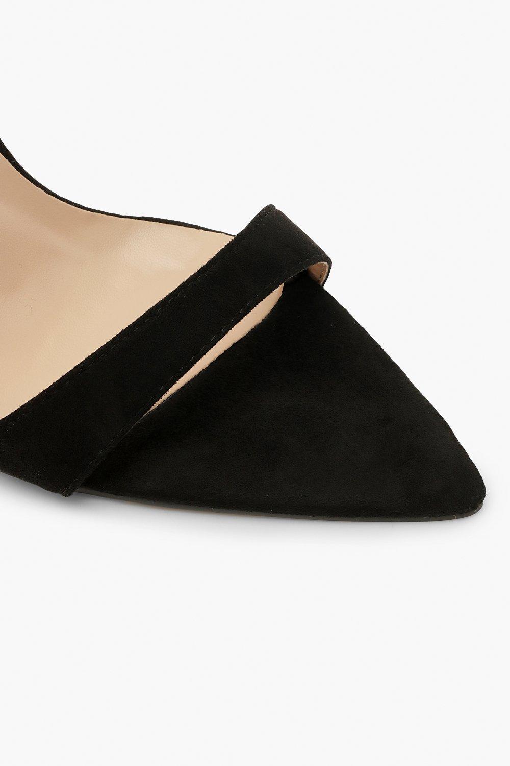 Black pointed outlet barely there heels