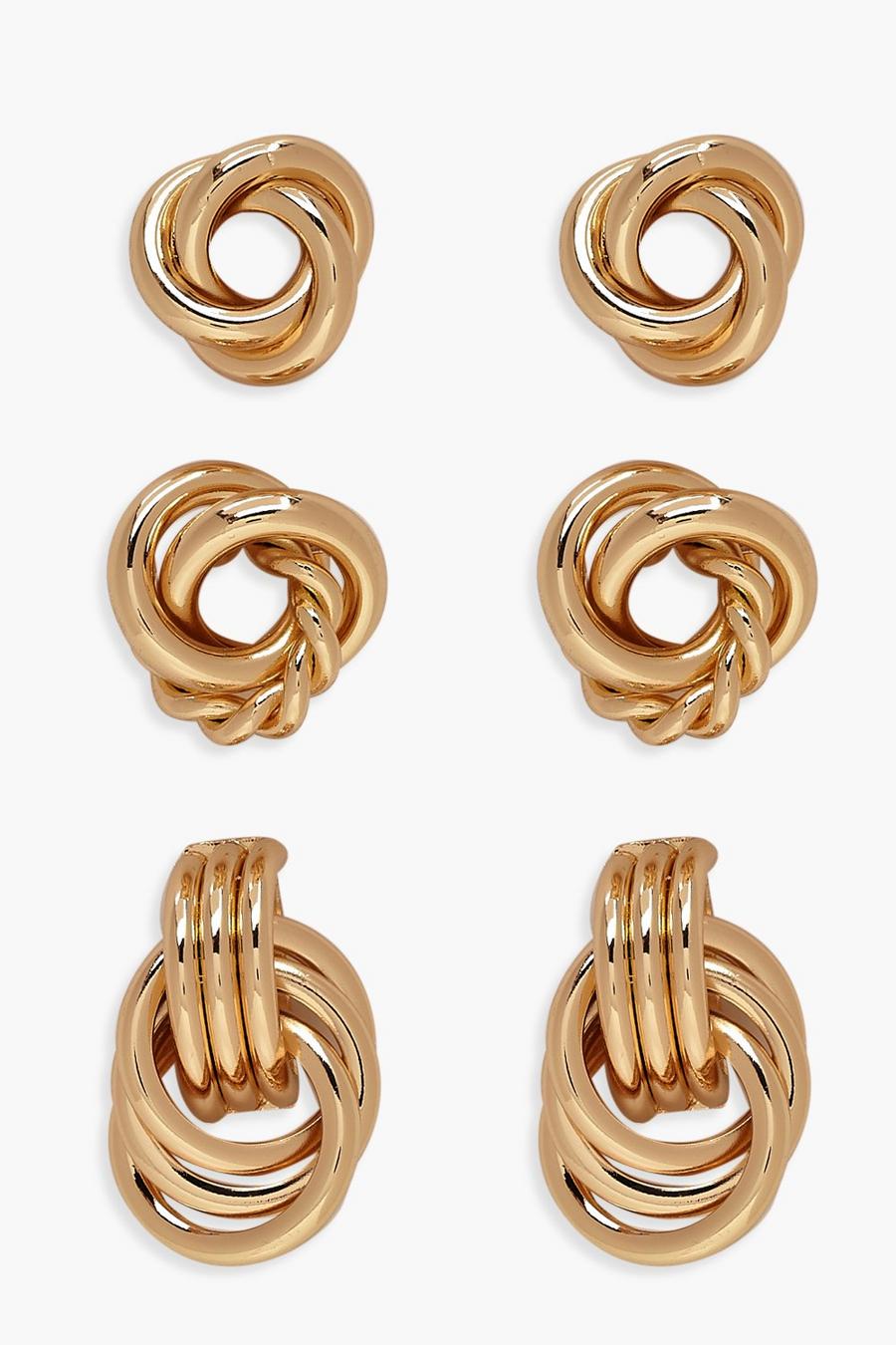 Gold metallic Twist Knot Stud Pack