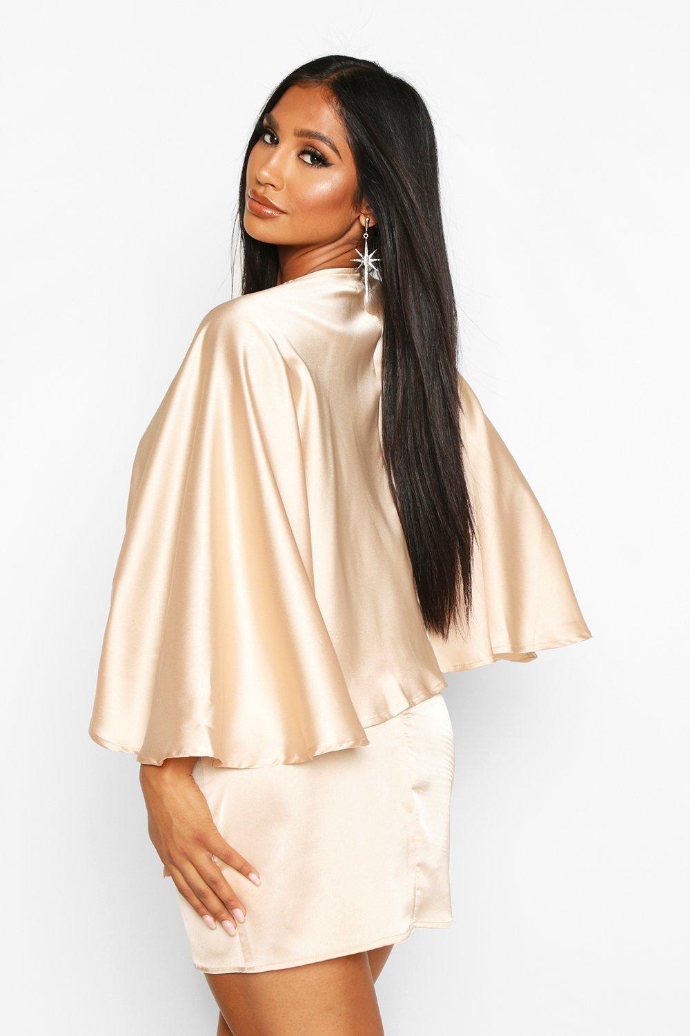 satin cape dress