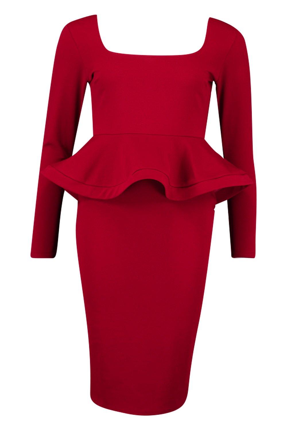 Long sleeve hotsell peplum dress uk