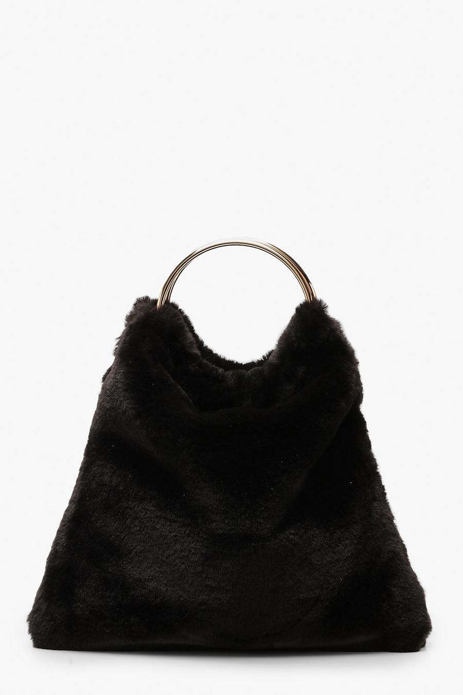 Faux Fur Ring Handle Grab Bag image number 1