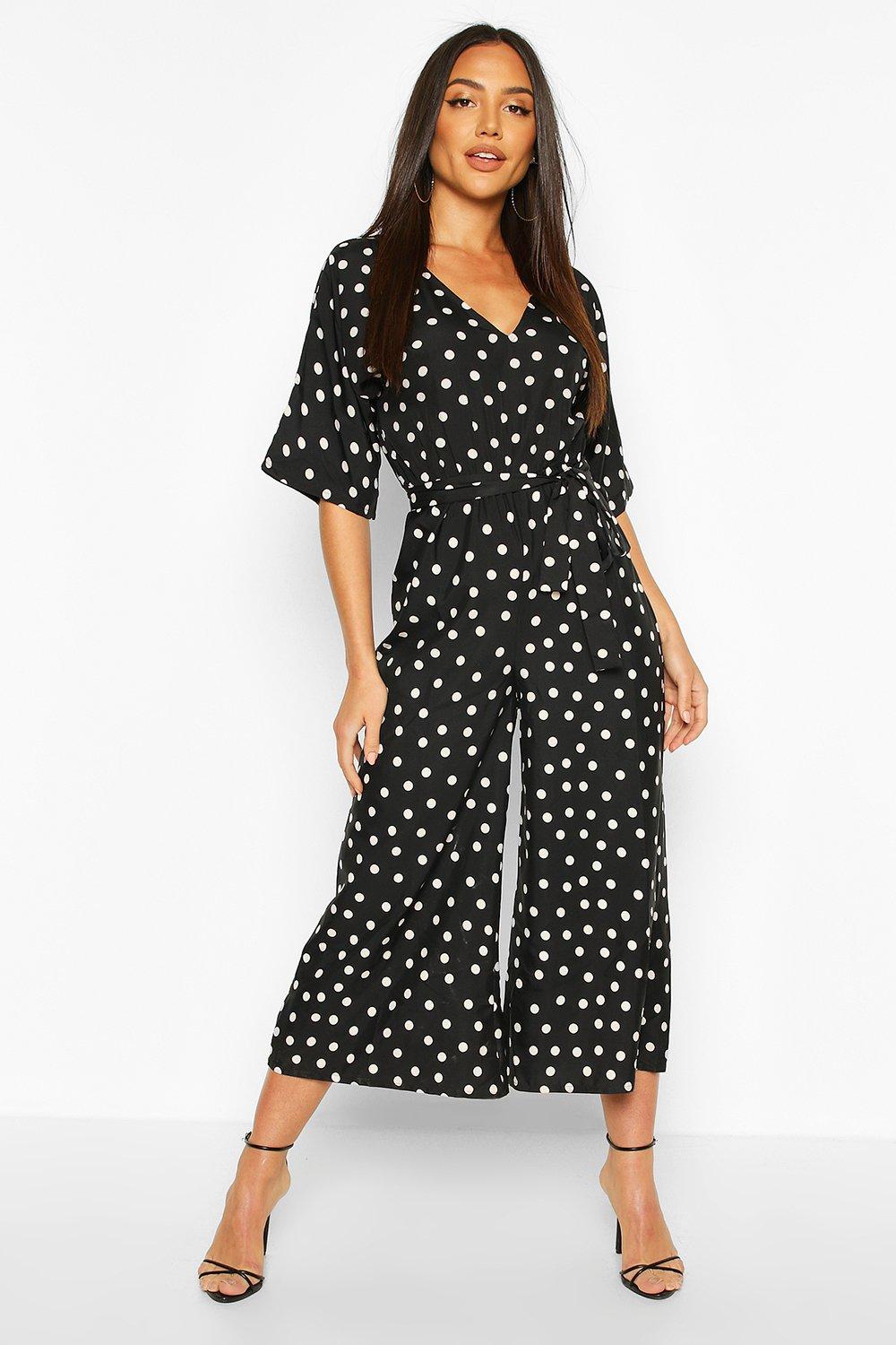 polka dot jumpsuit with sleeves