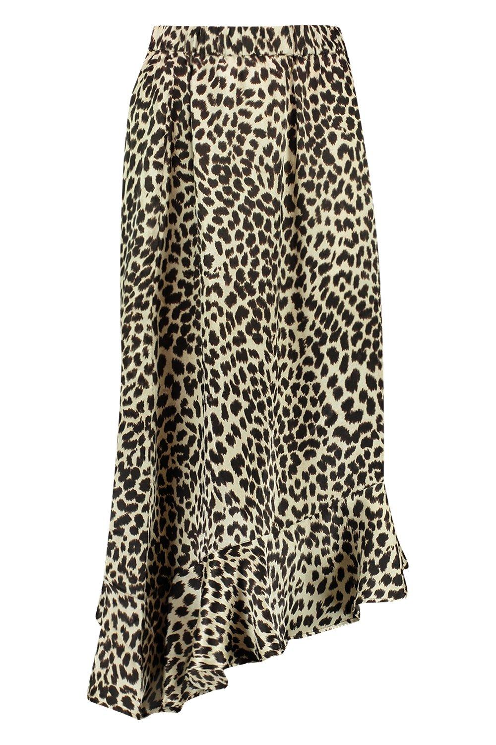 Leopard Print Ruffle Hem Skirt