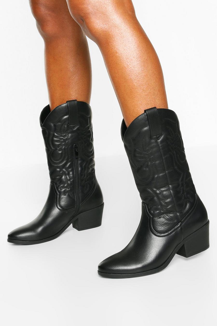 Black Knee High Western Boots image number 1