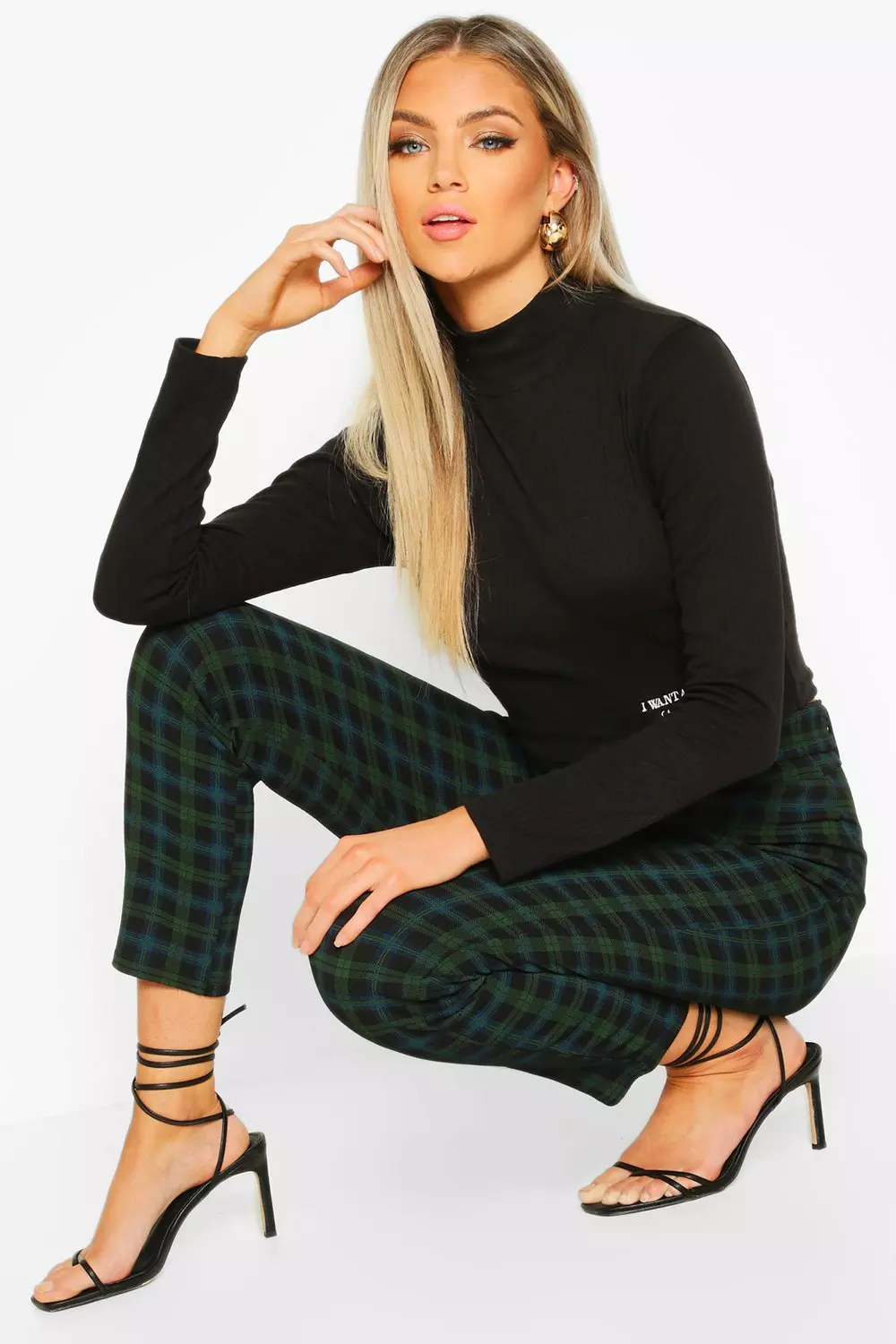 Stretch hot sale tartan trousers