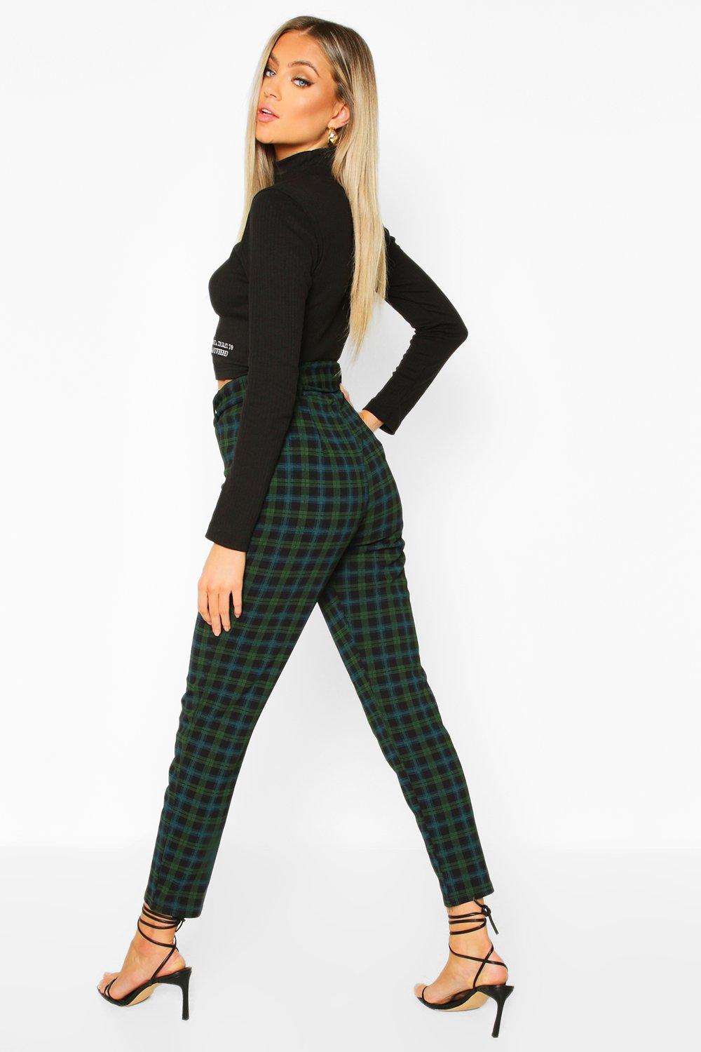 Skinny checked hot sale trousers womens