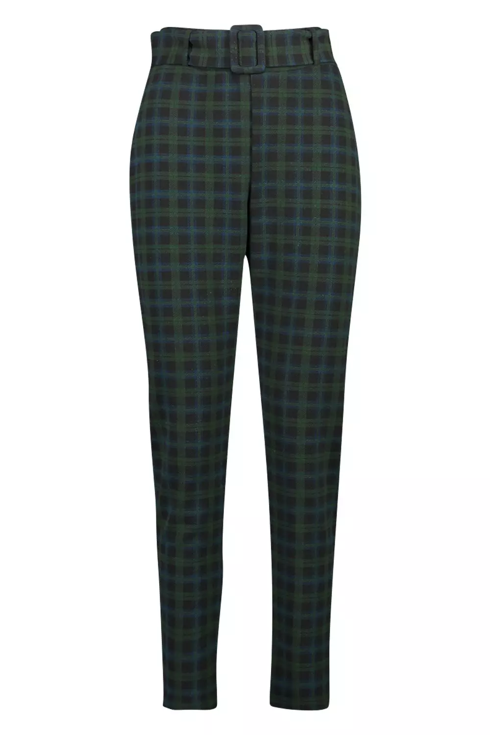 Green Slim Tartan Trousers Skinny Stretch Plaid Pants Check Jeans