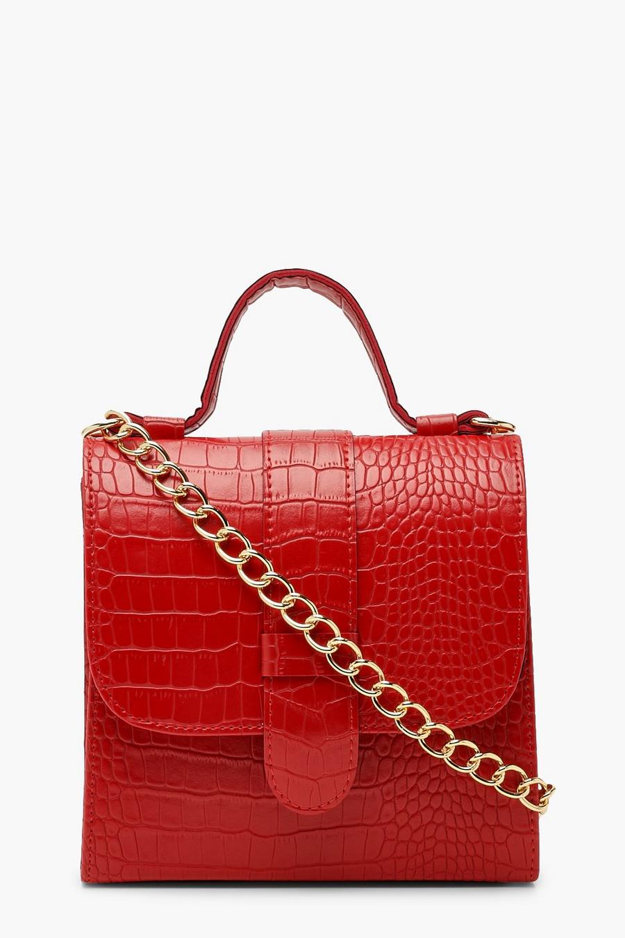 Red Croc Structured Mini Tote Bag image number 1