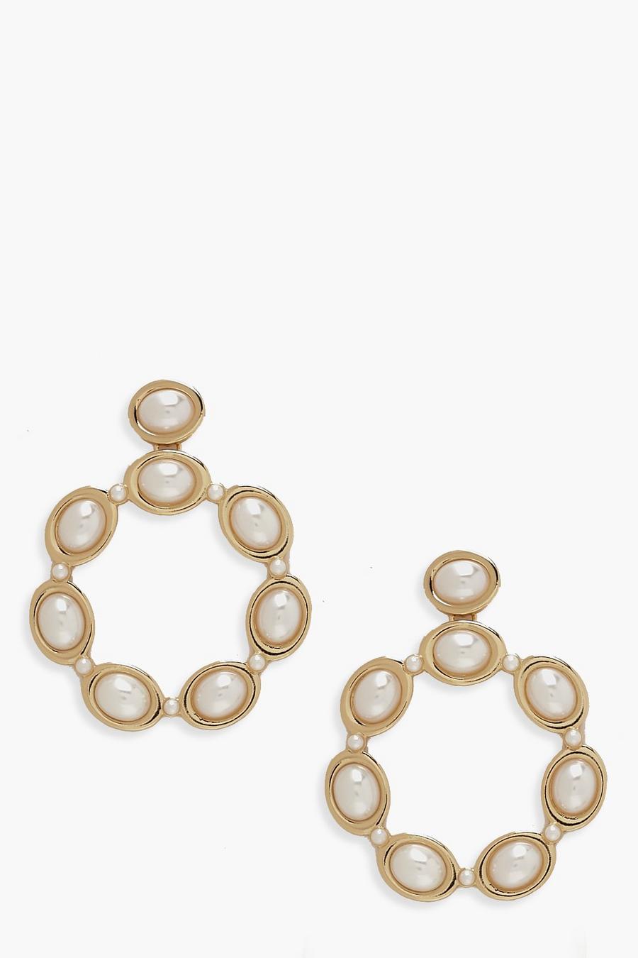 Gold Statement Pearl Earrings image number 1