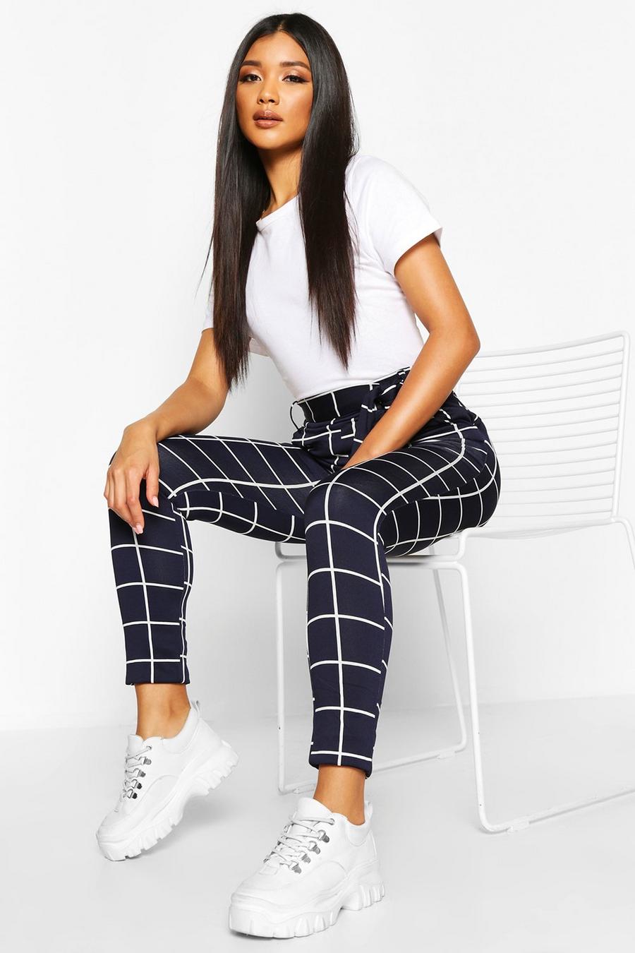Grid Check Pants With Tie Waist image number 1