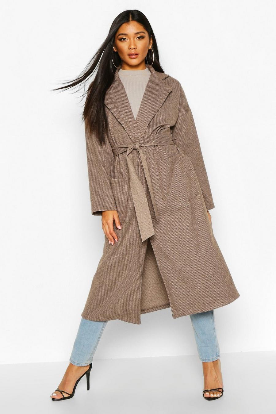 Tonal Check Belted Wool Look Coat image number 1