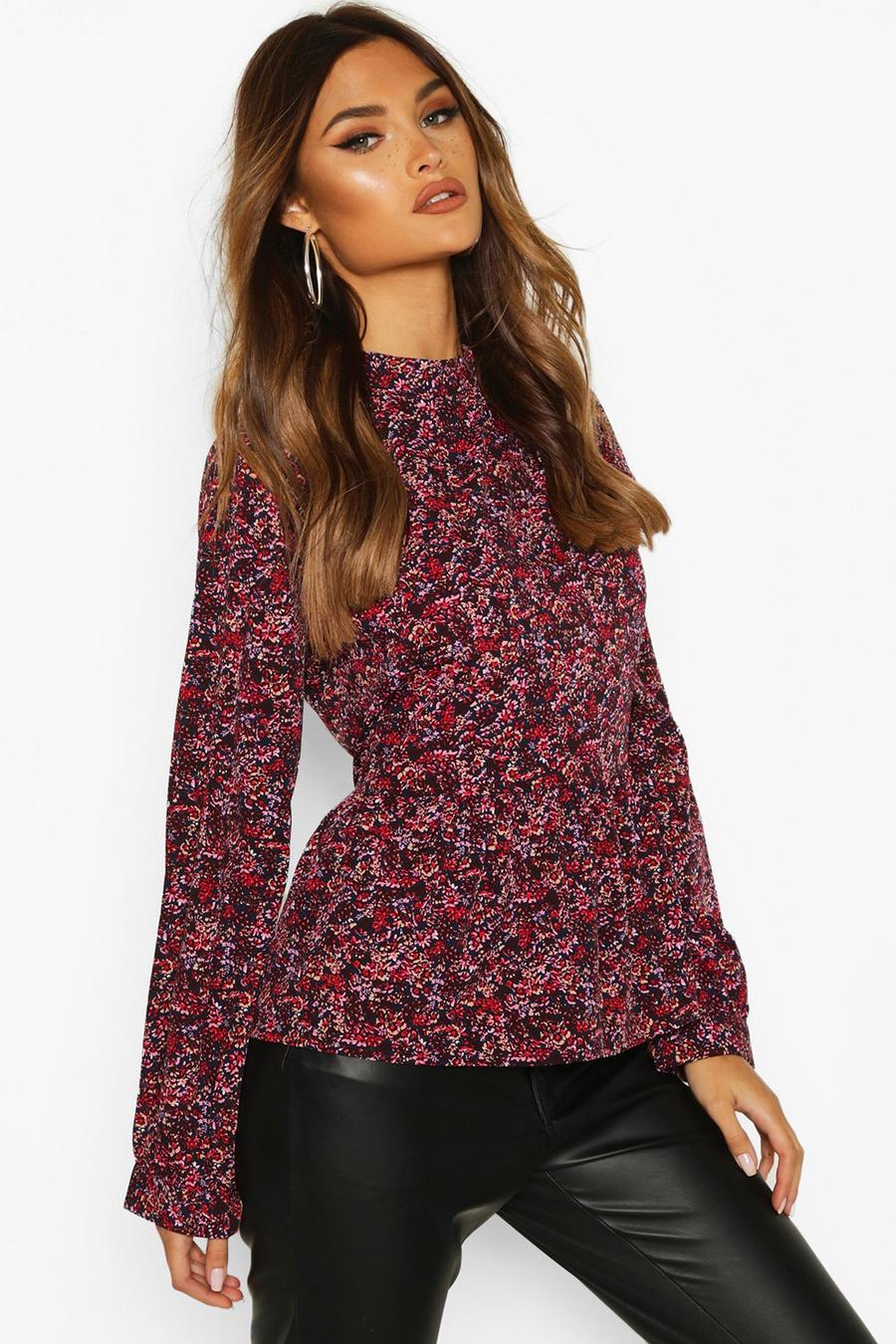 Berry Ditsy Floral Ruffle Top image number 1