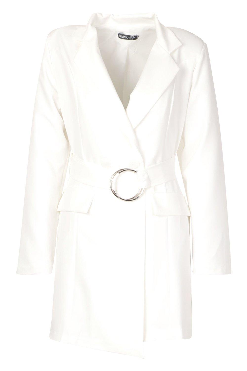 white wrap blazer dress