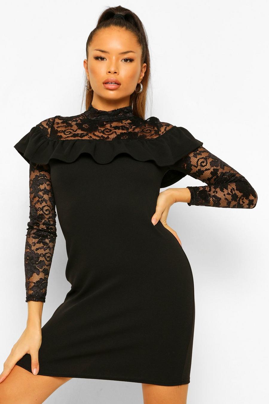 High Neck Lace Top Mint Bodycon Dress image number 1