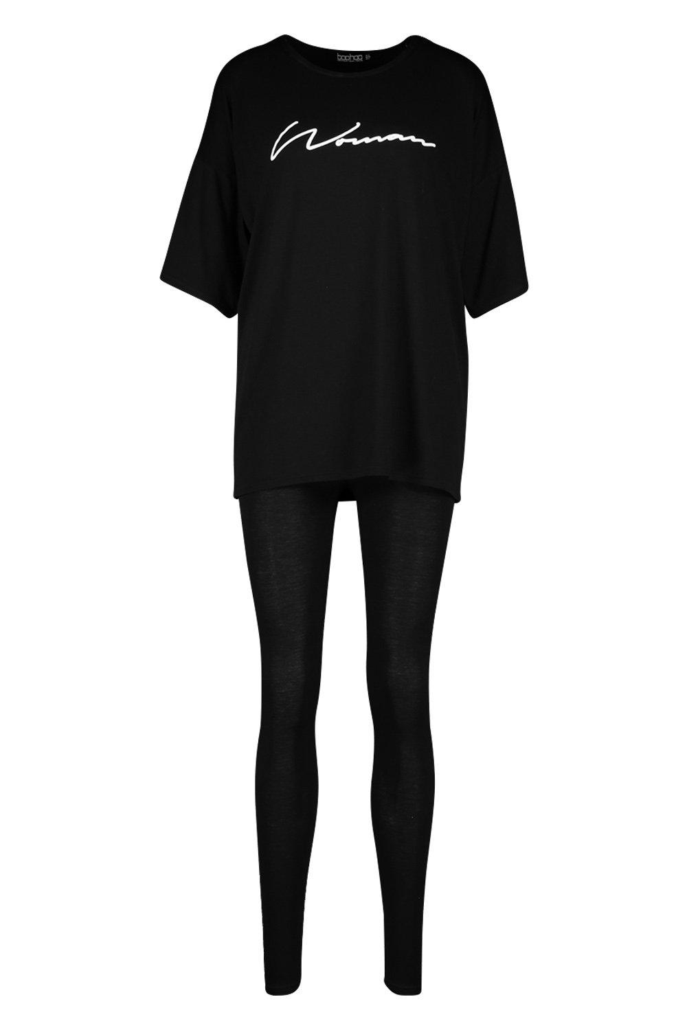 Buy Boohoo Baroque Print T Shirt And Leggings Set In Black