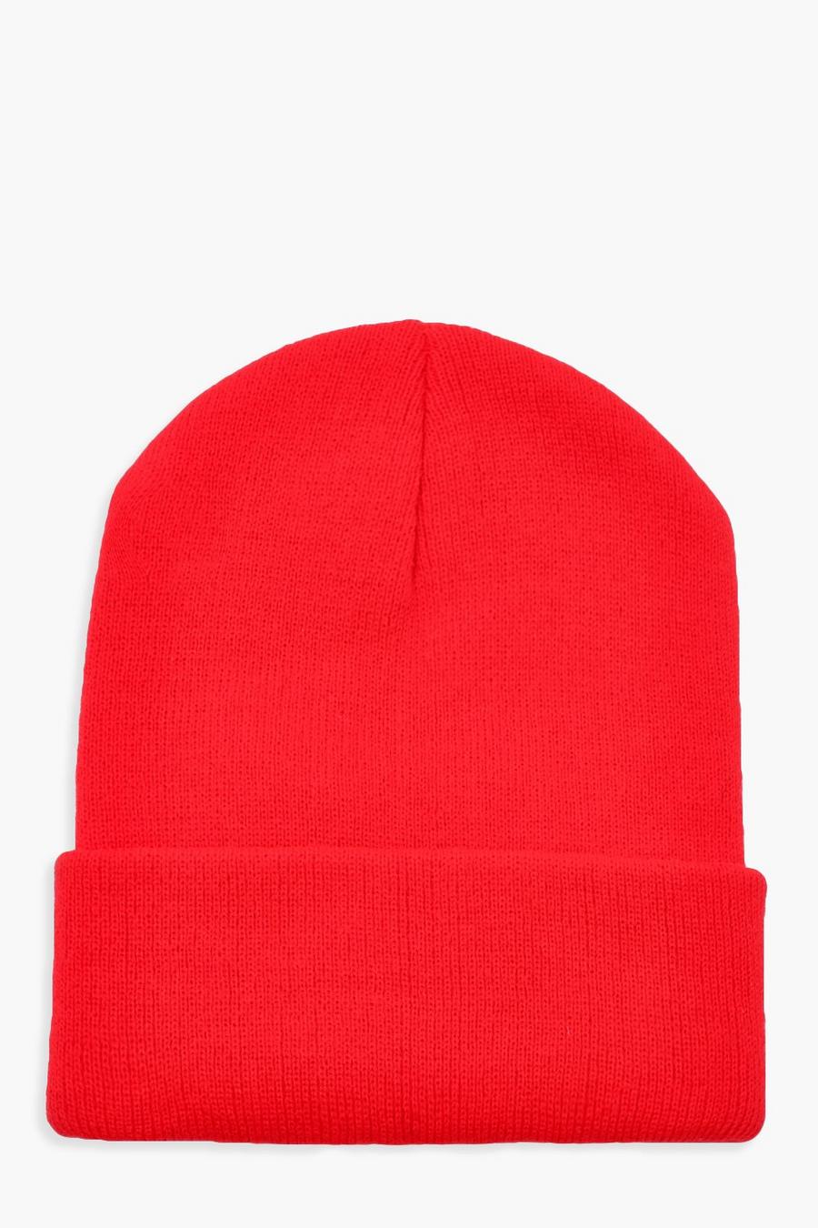 Red Basic Knitted Beanie image number 1