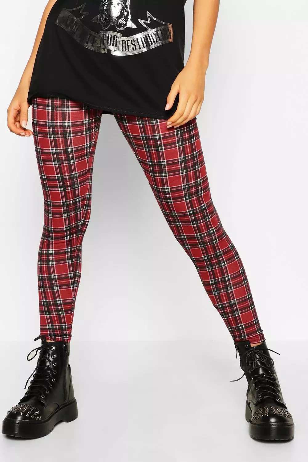 Boohoo hotsell tartan leggings