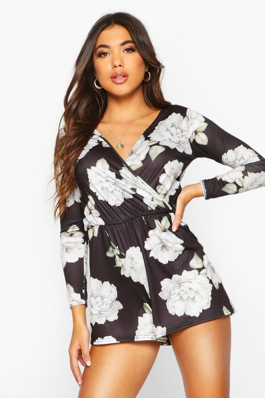 Wrap Front Floral Jersey Playsuit image number 1