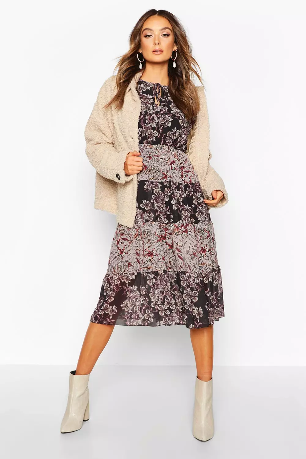 Black Chiffon Boho Print Midi Dress alternative image