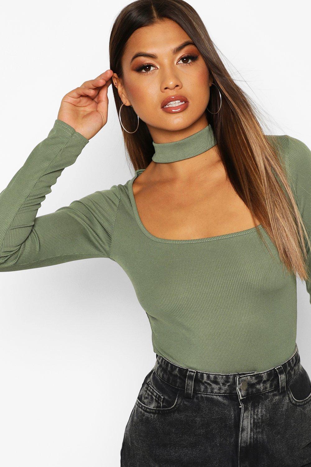 Choker Detail Square Neck Top