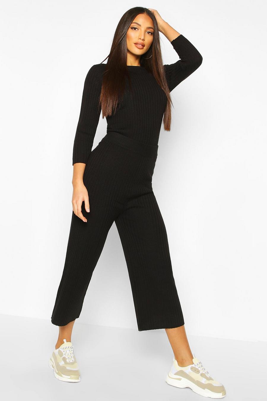 Women's Ribbed Knitted Culotte & Top Set | Boohoo UK