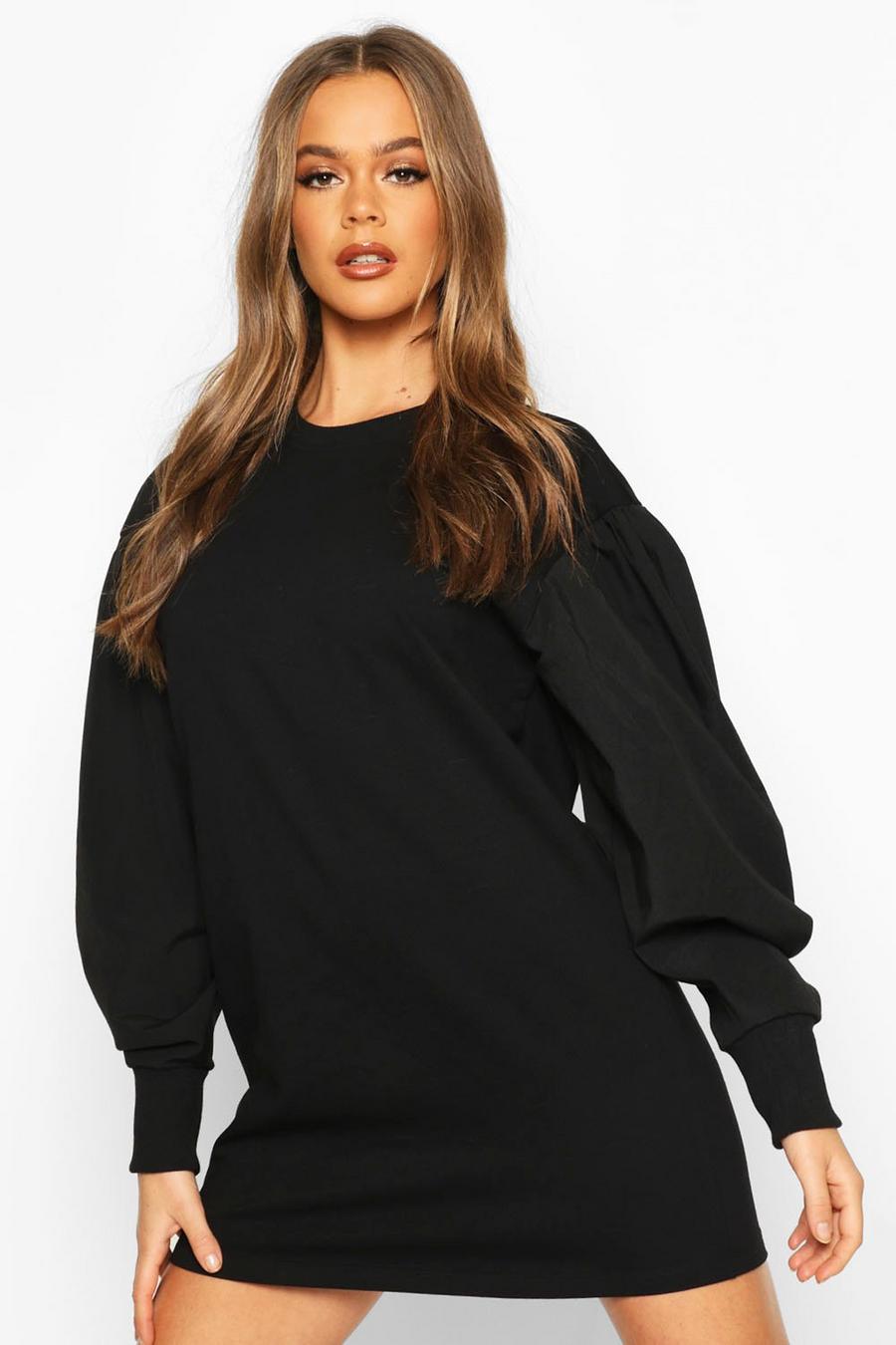 Oversize sweatshirtklänning med puffärm image number 1