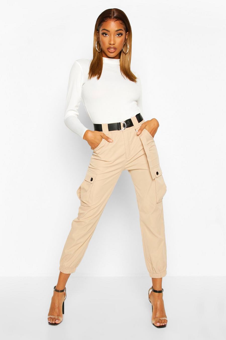 Stone D Ring Belted Twill Cargo Trousers image number 1