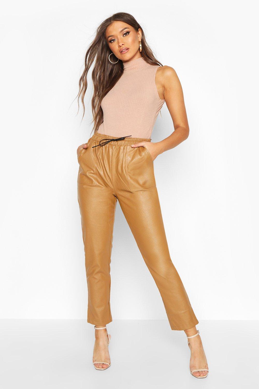 boohoo leather joggers