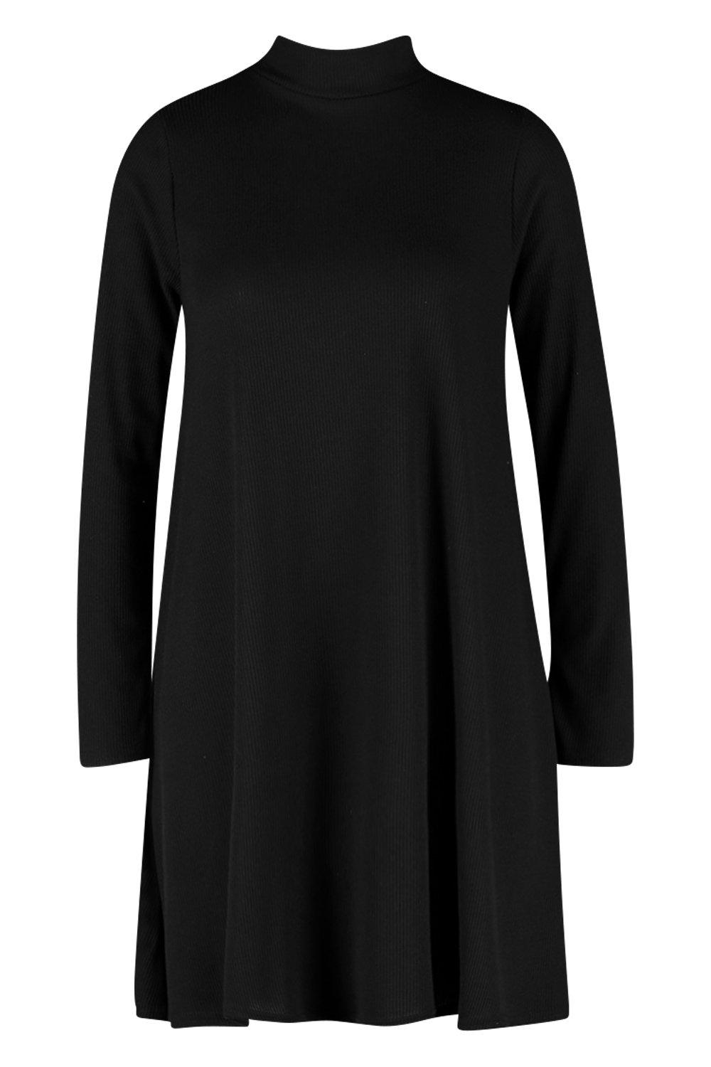 High neck long sleeve swing dress best sale