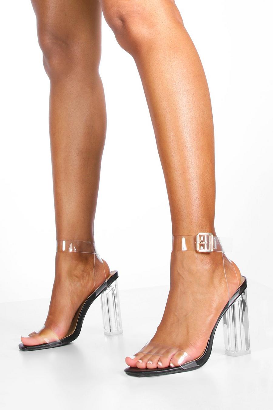 Zapatos de tacón grueso transparente de 2 piezas image number 1