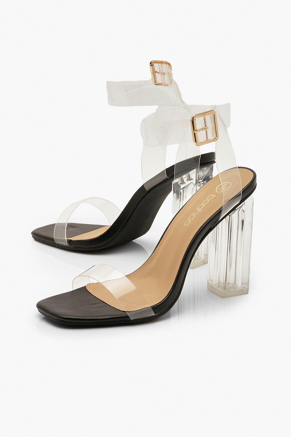 boohoo clear block heels