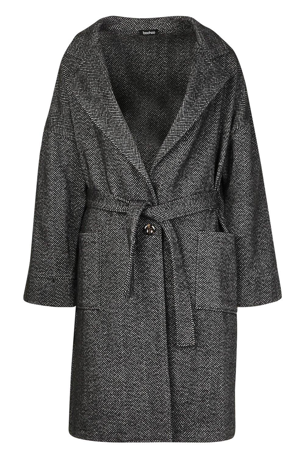 Grey Wool Look Coat