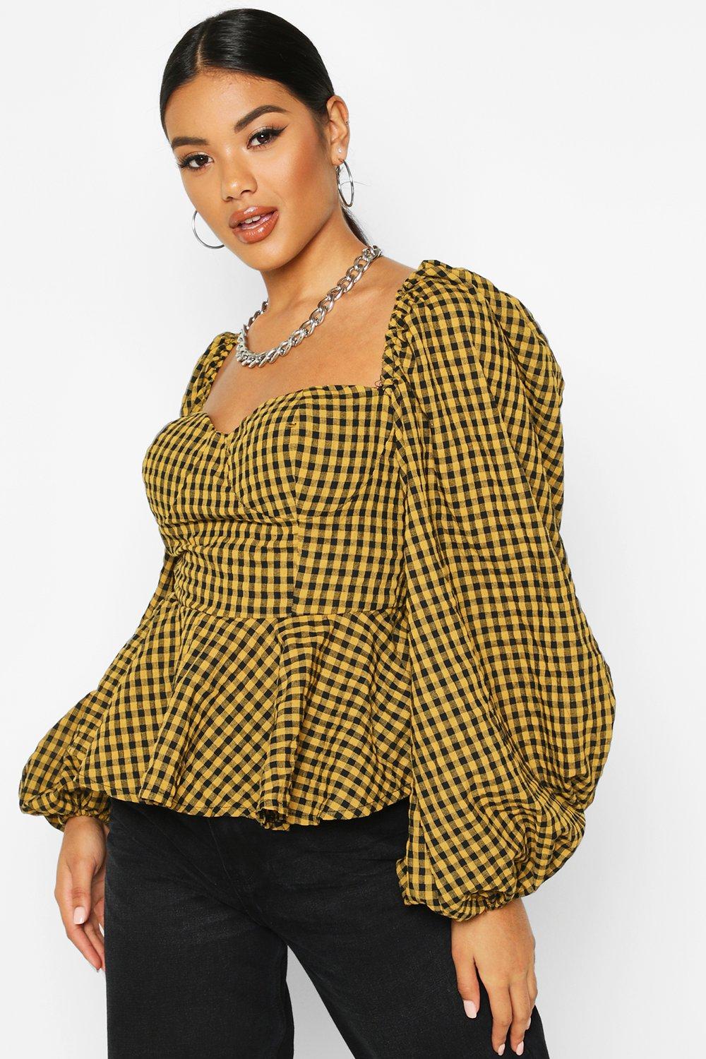 mustard yellow peplum top