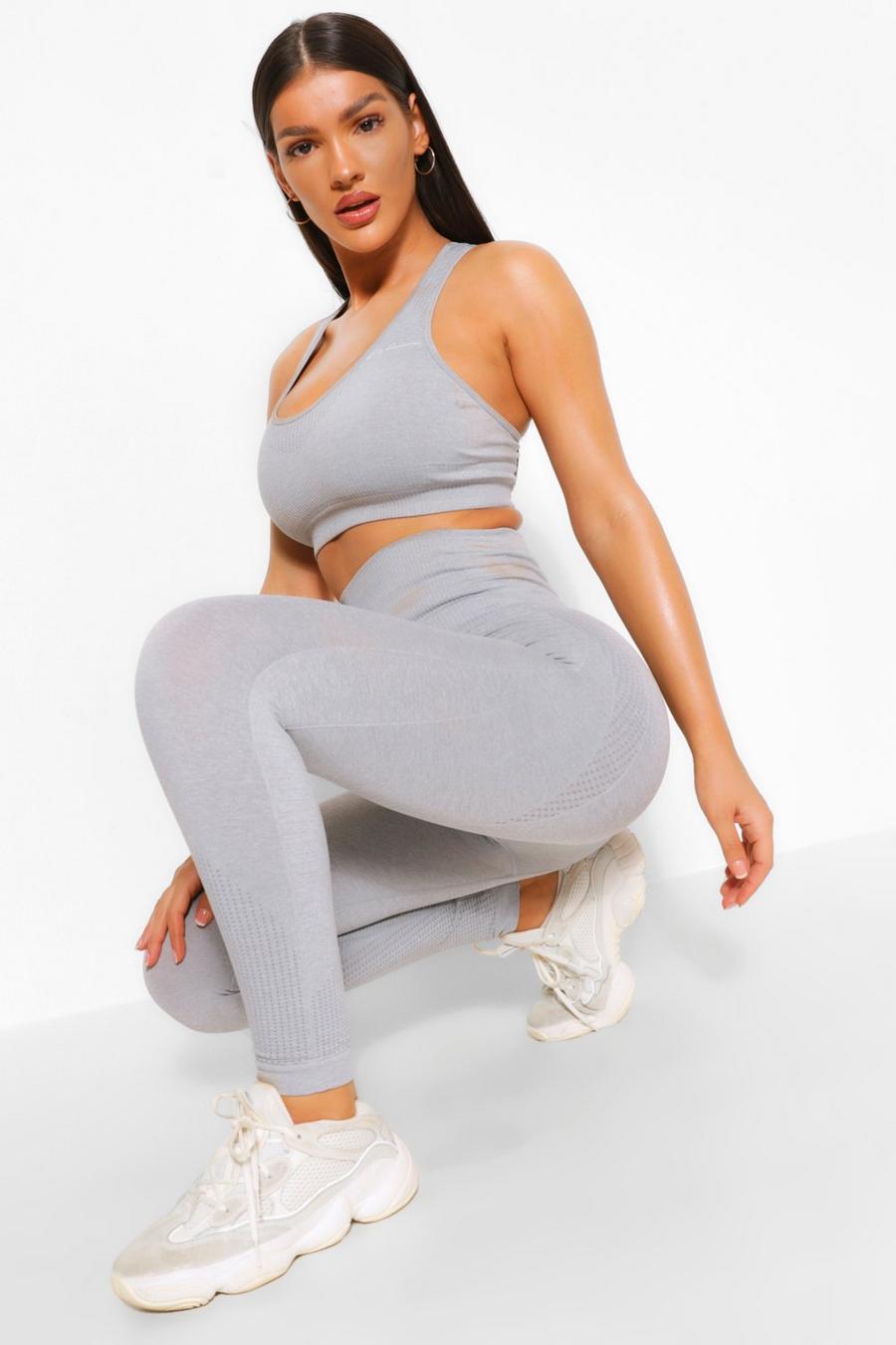Grey Fit Supportive Waistband Seamless Sculpt Gym Leggings