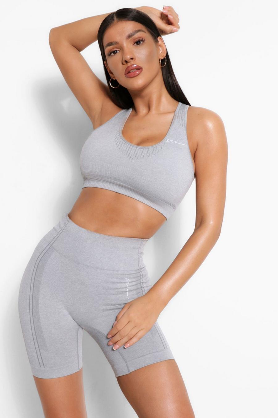 Grey Fit Removable Padding Seamless Sports Bra image number 1