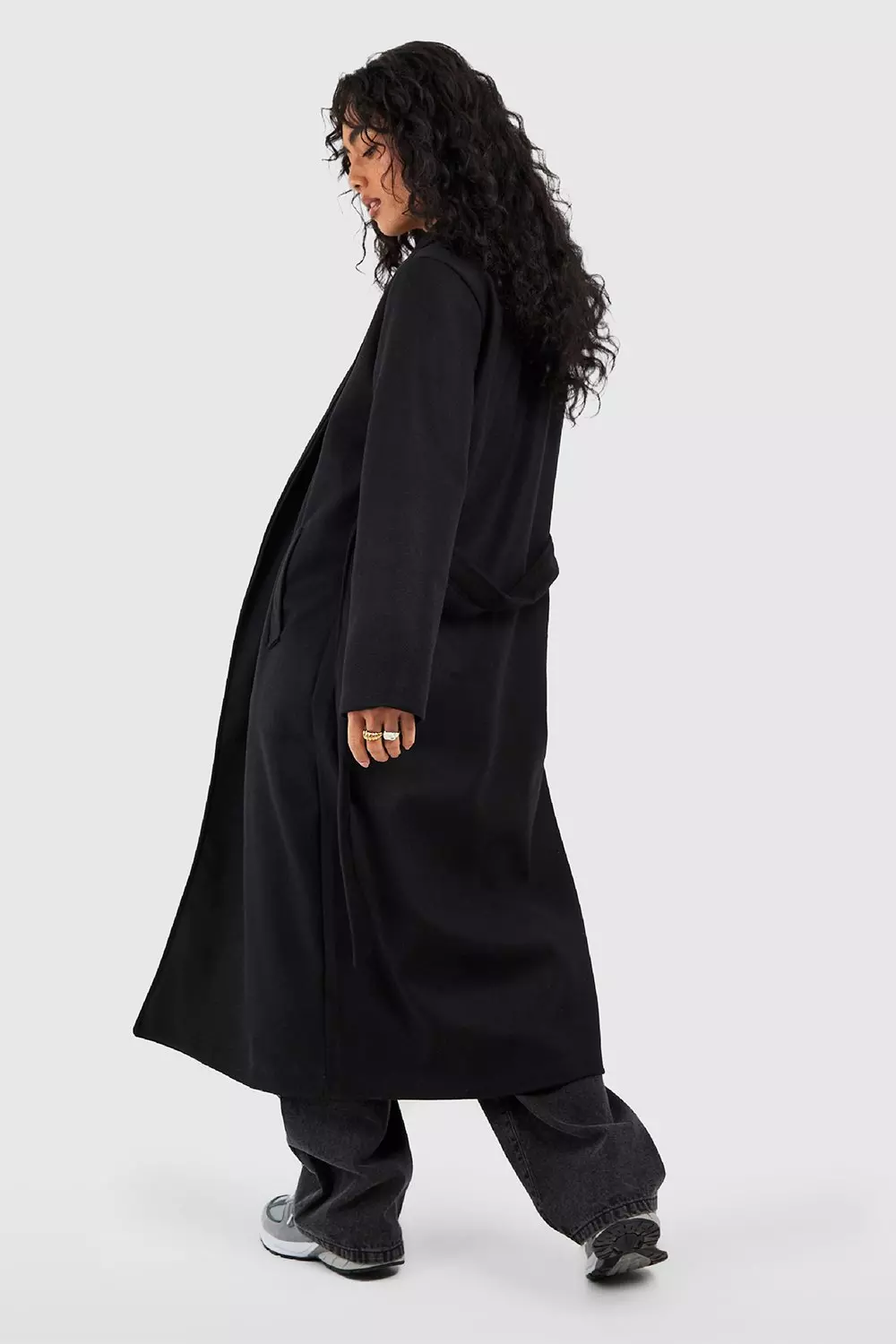 Black wool store look coat