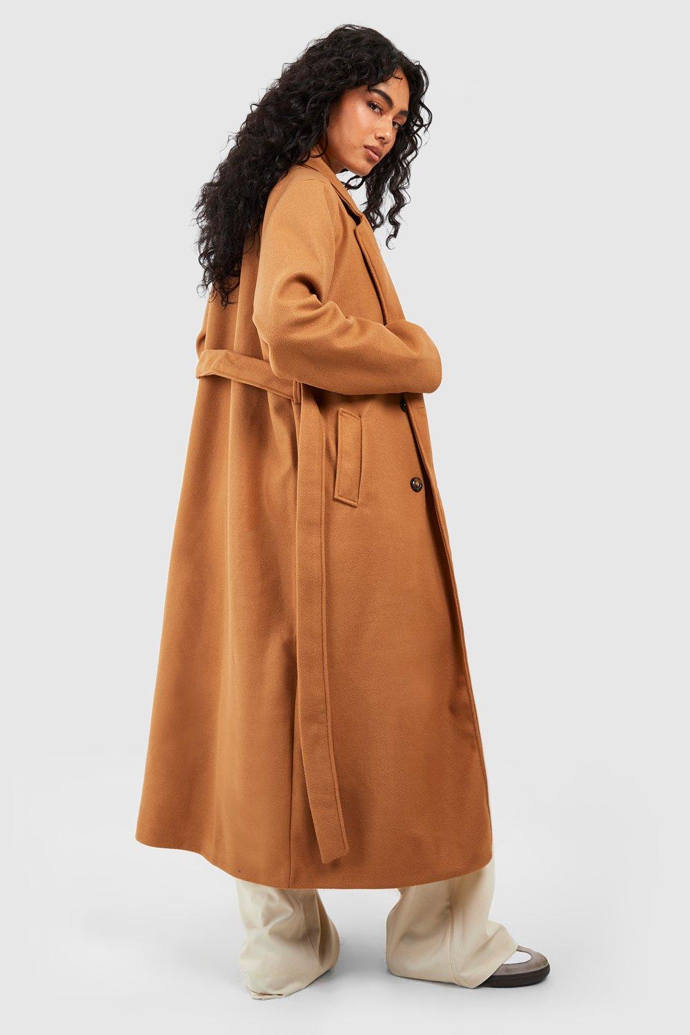 boohoo wool look coat in camel