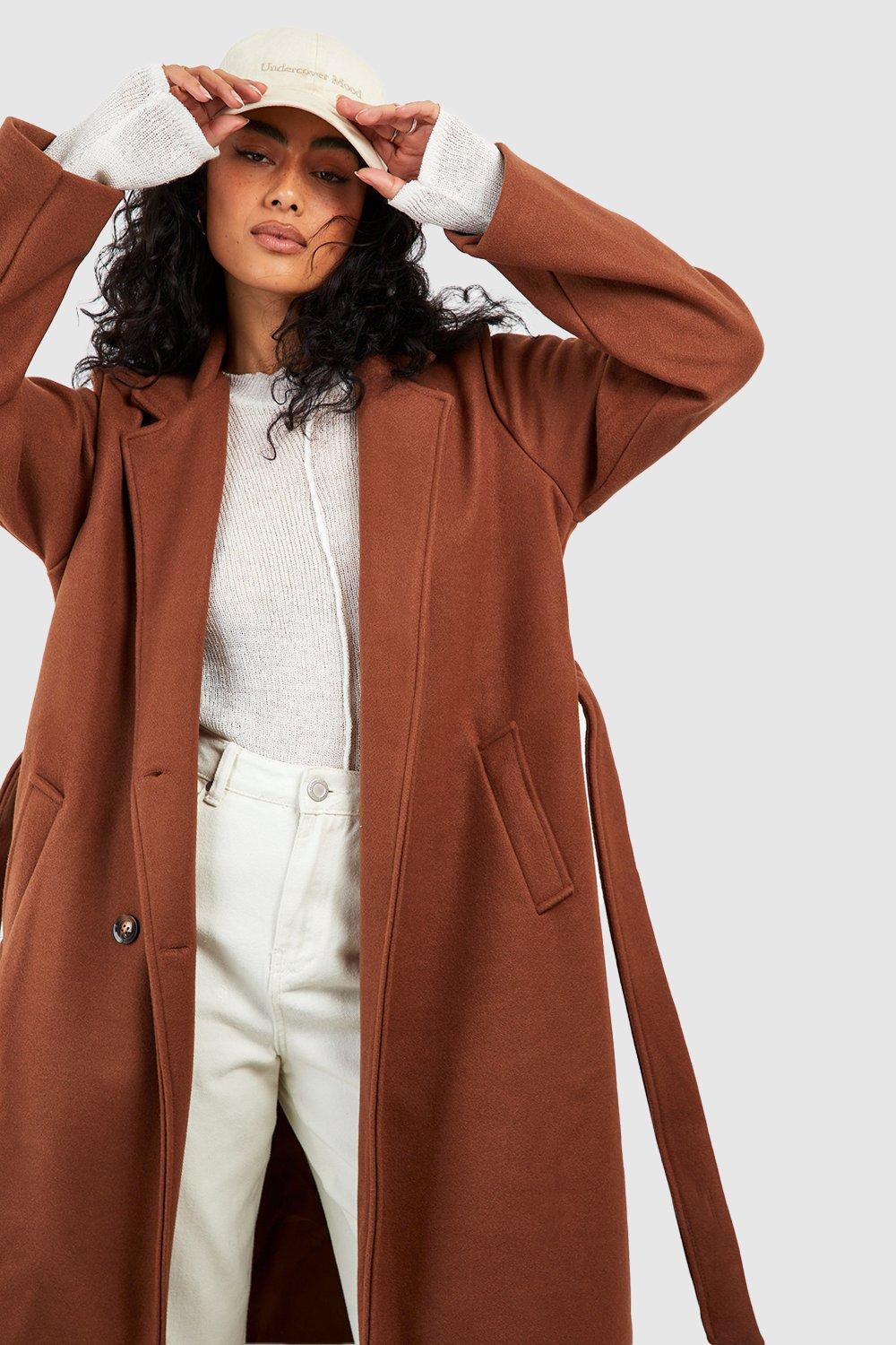 Cappotto lungo elegante da donna in lana con cintura Cappotto a spalla  cadente da donna a maniche lunghe in tinta unita – i migliori prodotti nel