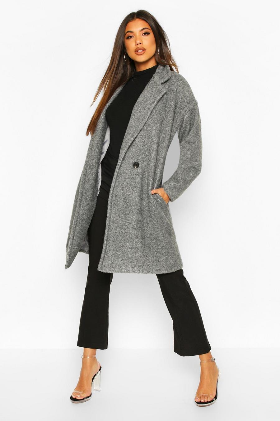 Luxe Brushed Wool Look Button Through Coat image number 1