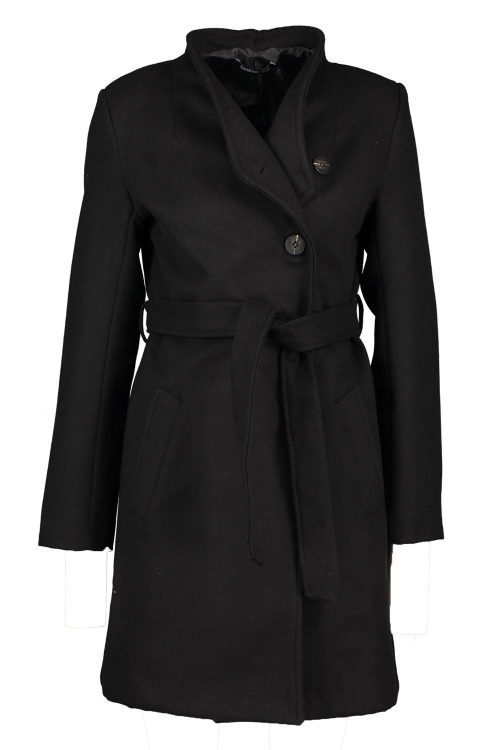 Wool coat tie waist top