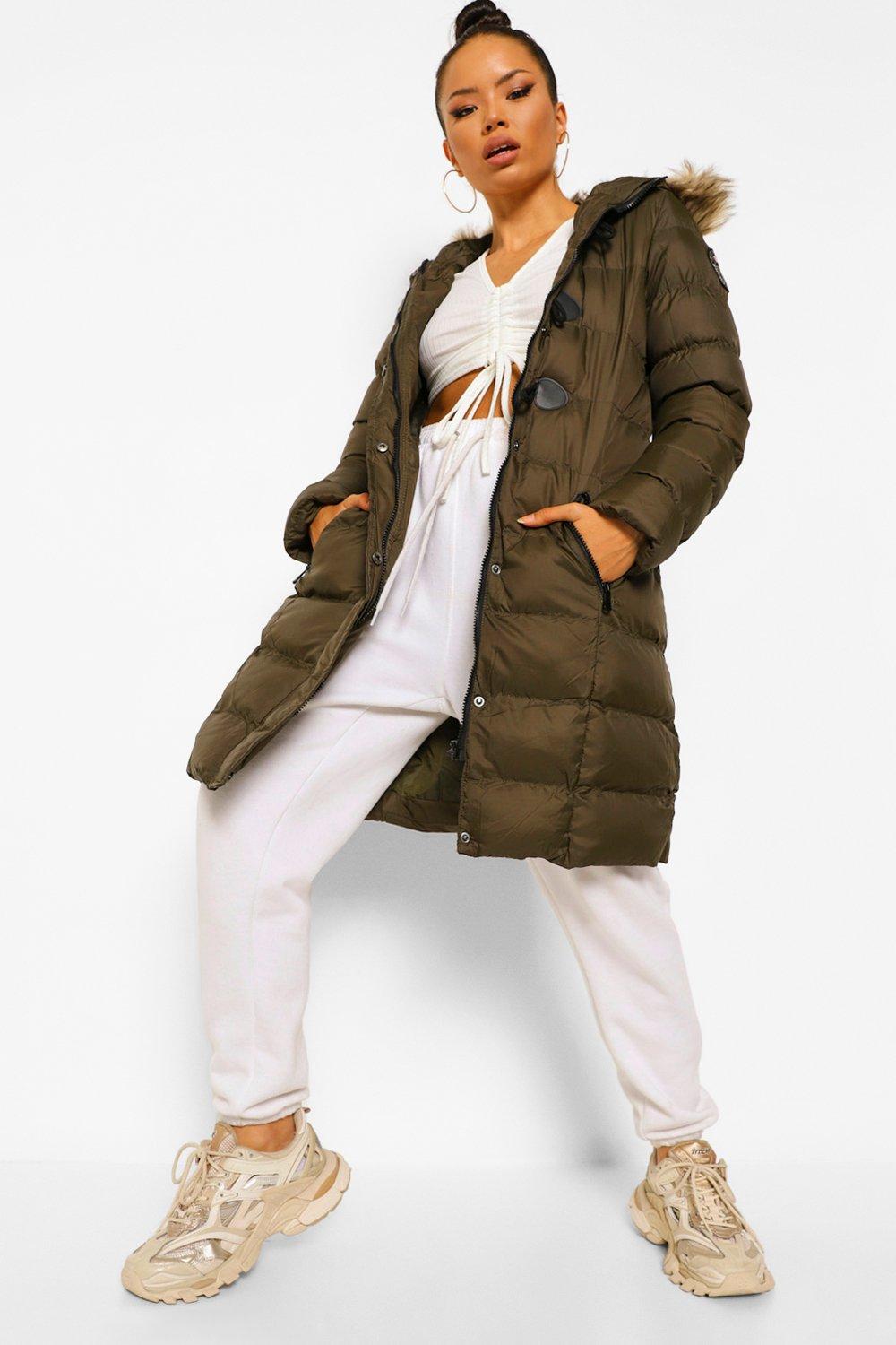 Women's quilted parka with on sale hood