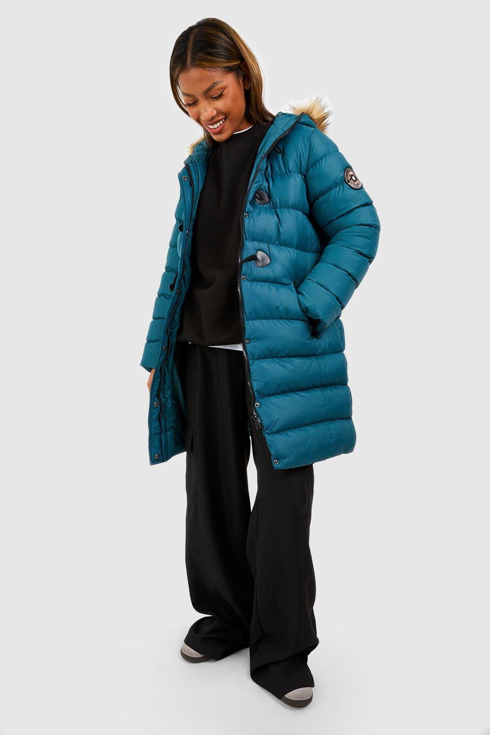 Quilted Faux Fur Hood Parka Coat boohoo