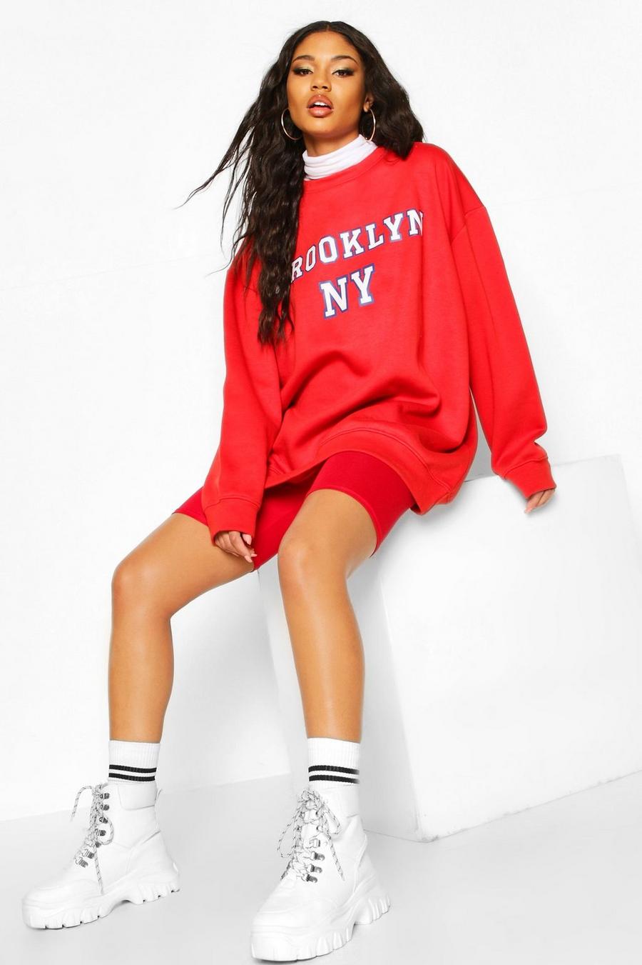 Red "Brooklyn" Oversize sweatshirt image number 1