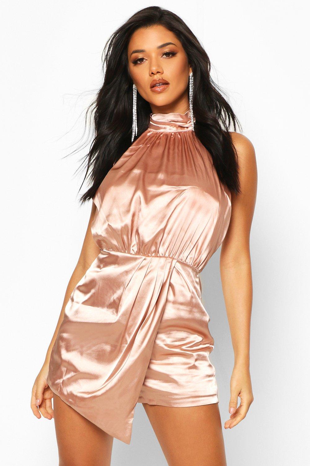 boohoo satin jumpsuit