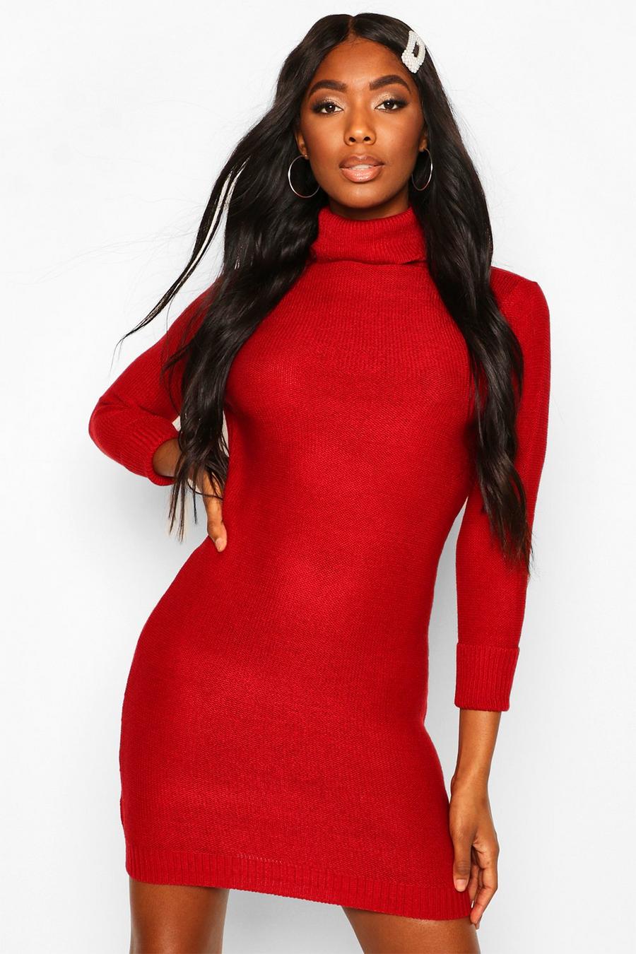 Roll Neck Knitted Mini Jumper Dress image number 1