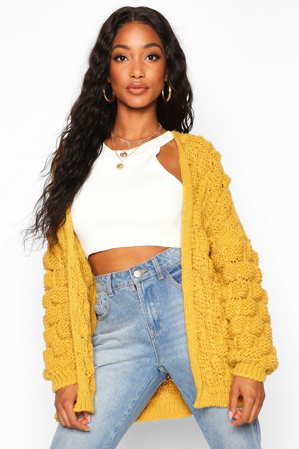 boohoo mustard cardigan