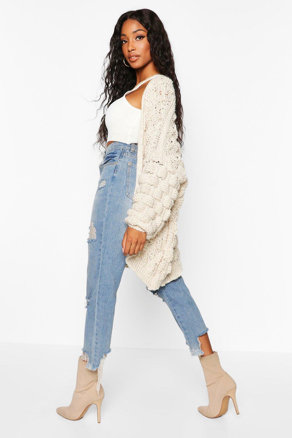 Bobble knit shop sleeve cardigan